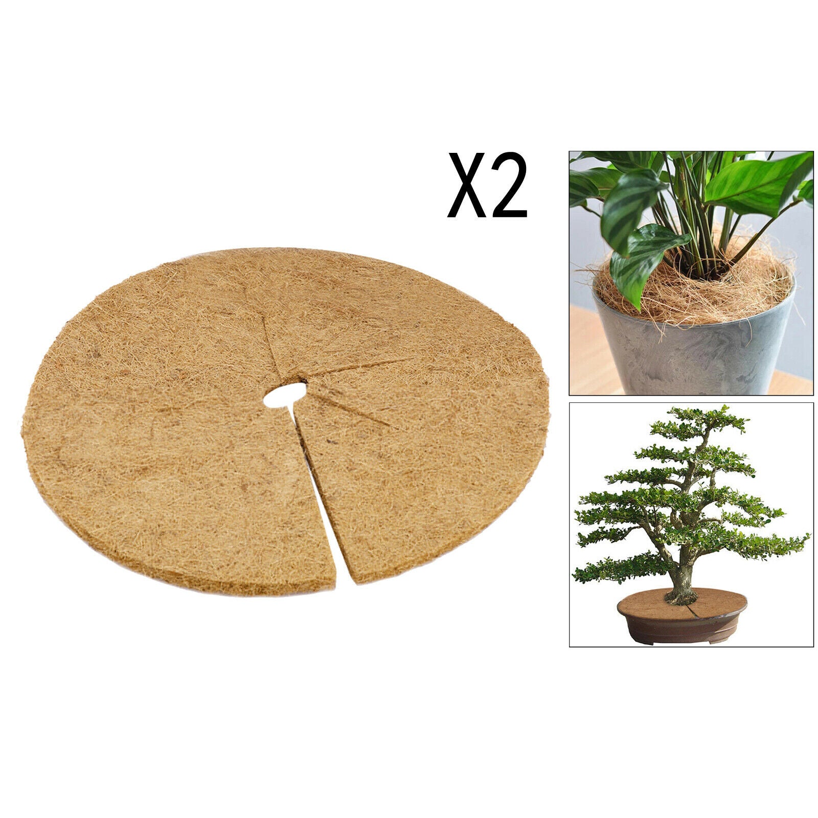 2pcs Natural Coco Coir Fiber Mulch Rings Mat Plant Cover Eco-Friendly 16"
