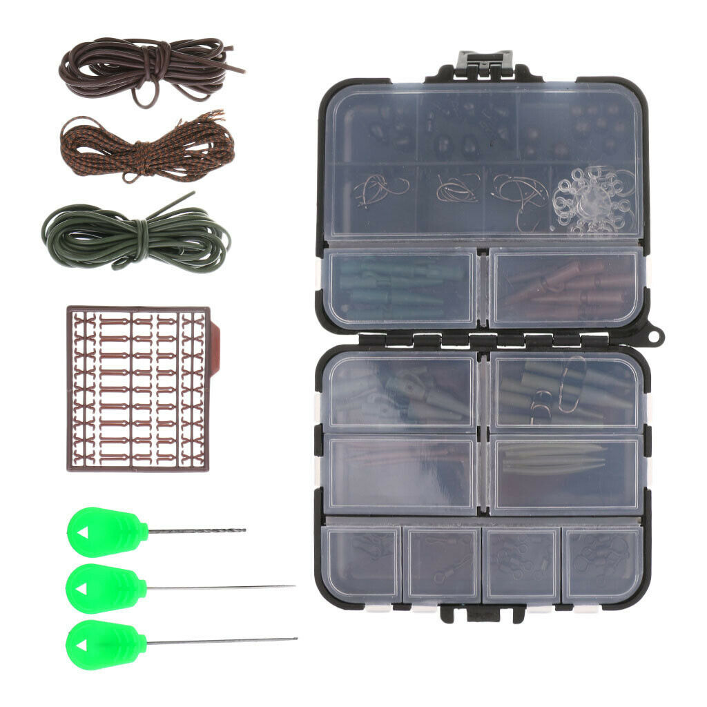 Carp Fishing Tackle Box Lead Clips Hook Swivels Baiting Needles Terminal Rig