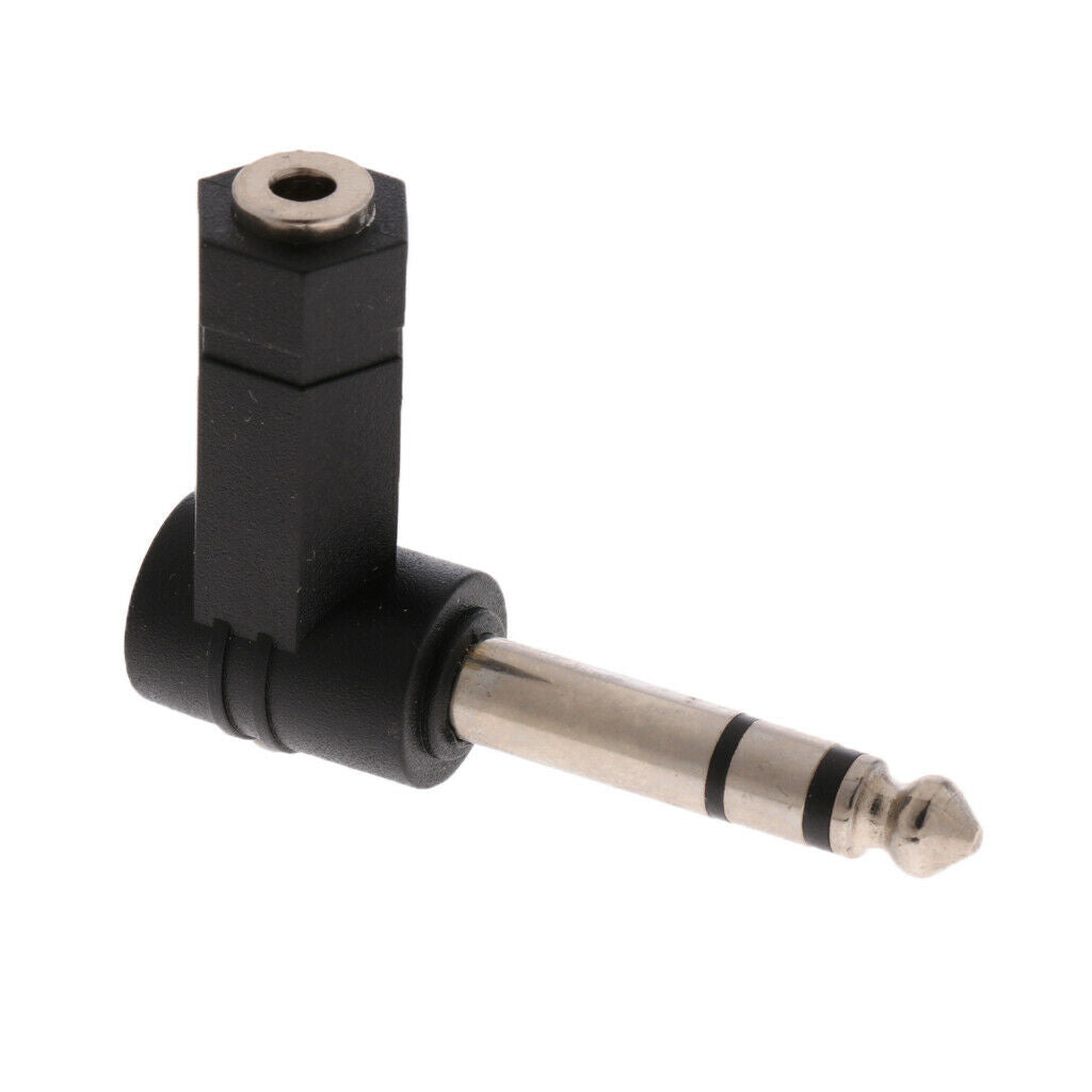 6.35mm 1/4" Plug to 3.5mm 1/8" Jack Right Angle 90° MIC Headset Audio Video