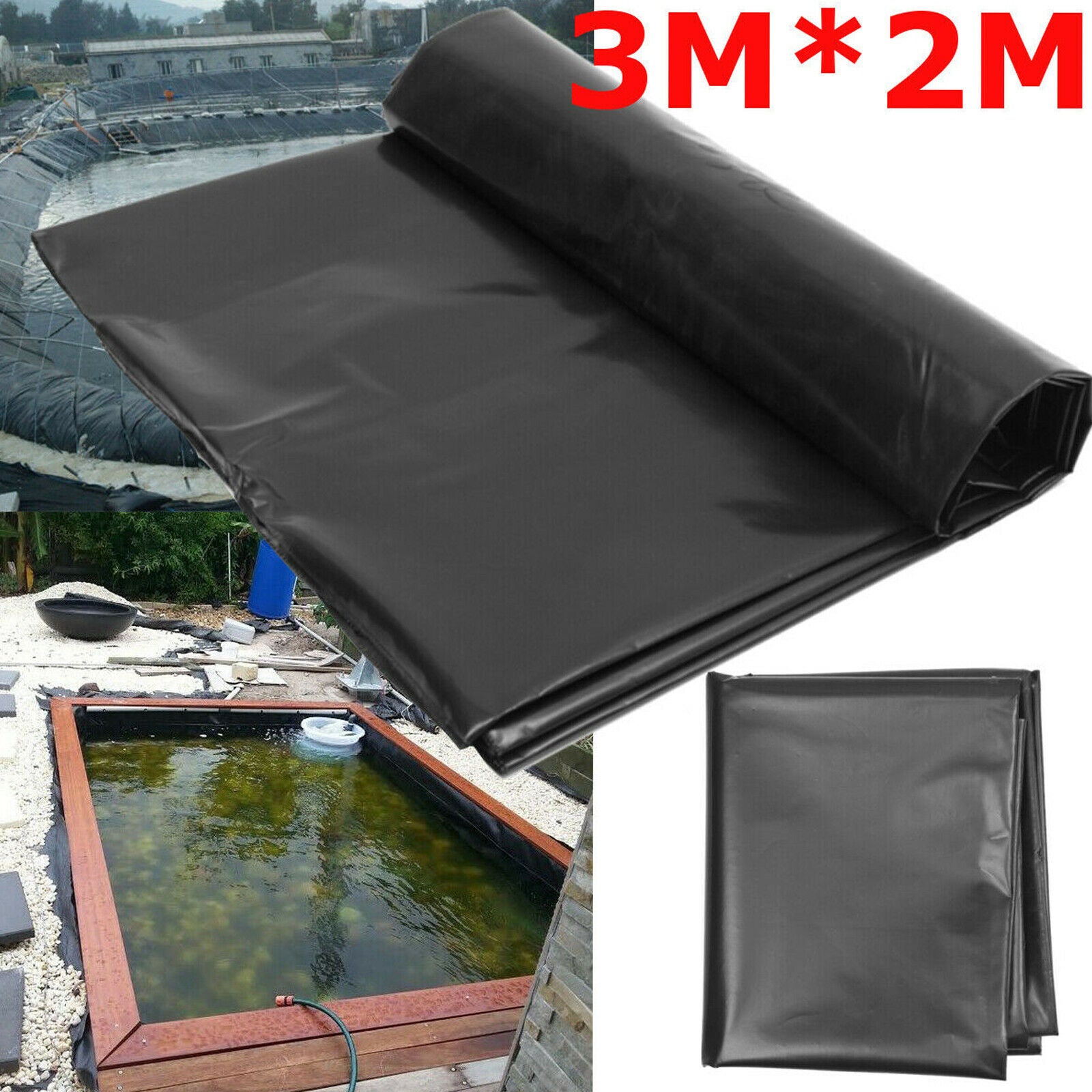 3mX2m Reinforced Heavy Duty HDPE Garden Pool Landscaping Fish Pond Liner Cover