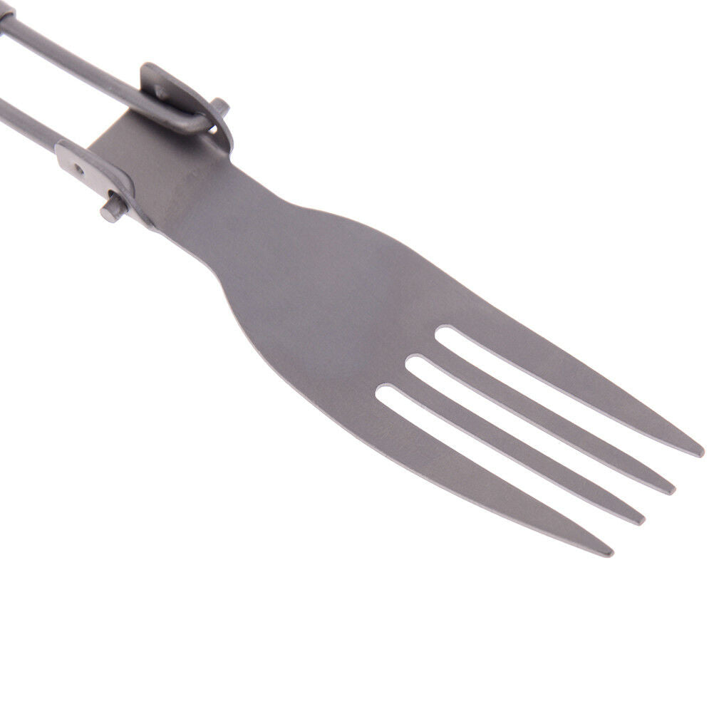 Outdoor camping tableware titanium fork folding hiking backpacking dinner foY1