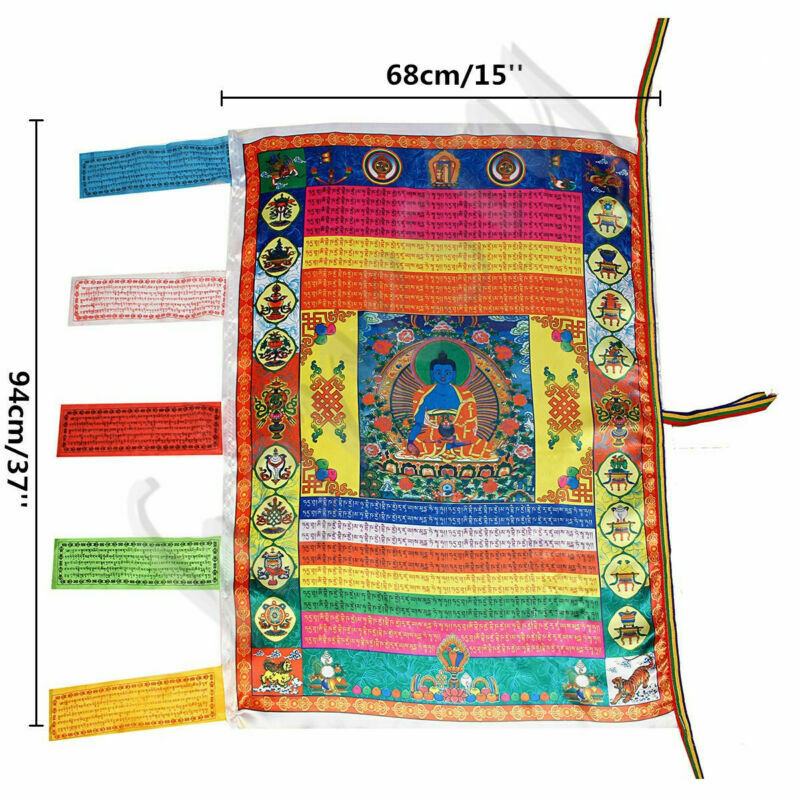 Tibetan Style Buddhism Flag Silk Wind Horse Tibetan Medicine Buddha Prayer Flag