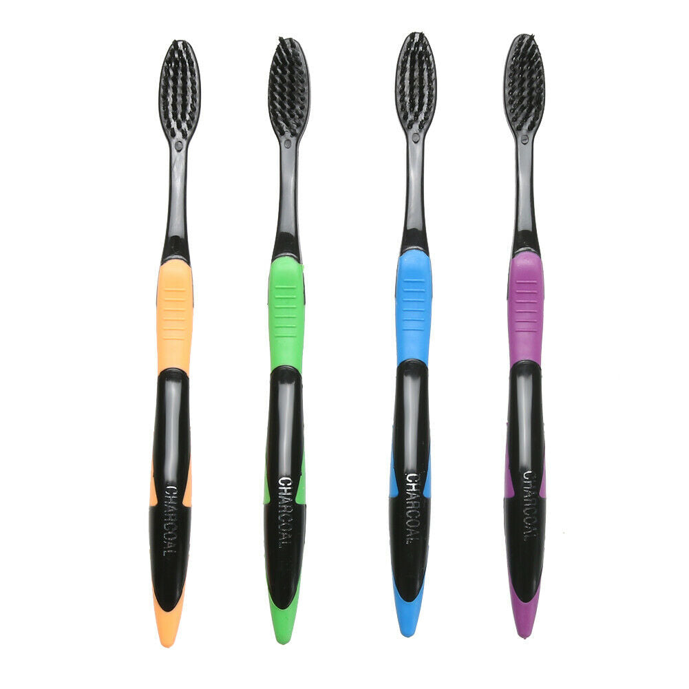 4PC Bamboo Charcoal Toothbrush Oral Dental Care Soft Nano Bristle Teeth Brush  @