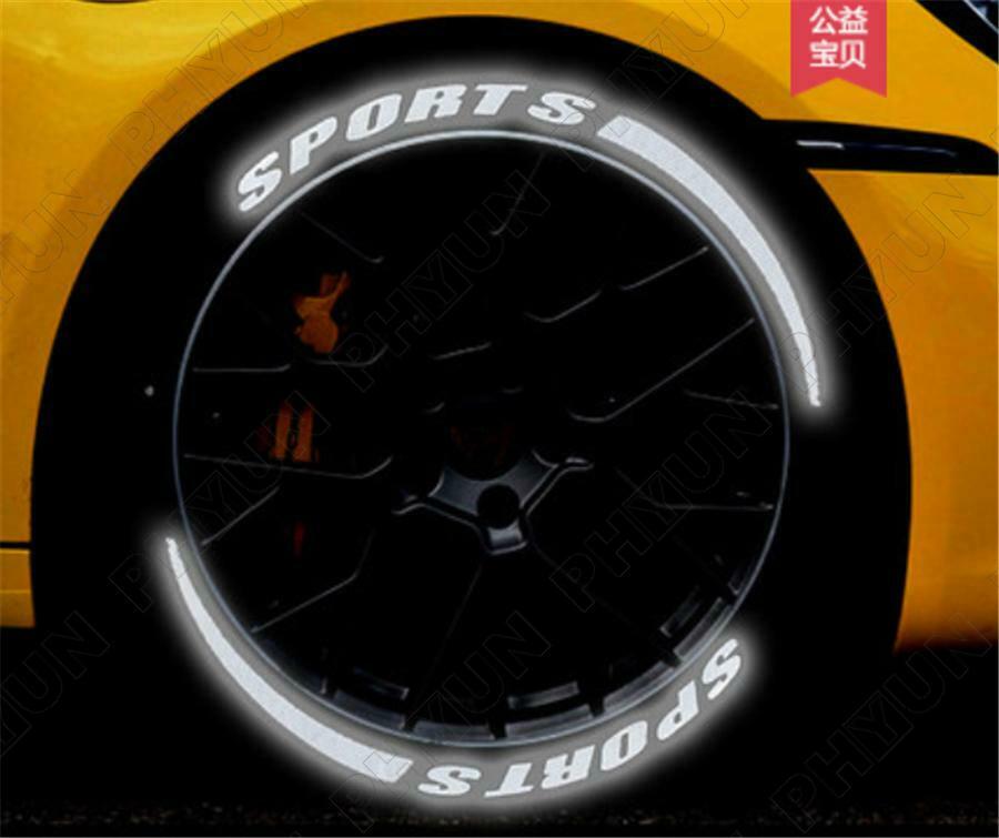 8 Groups Sports Blade Night Reflective Permanent Lettering Wheel Tire Stickers