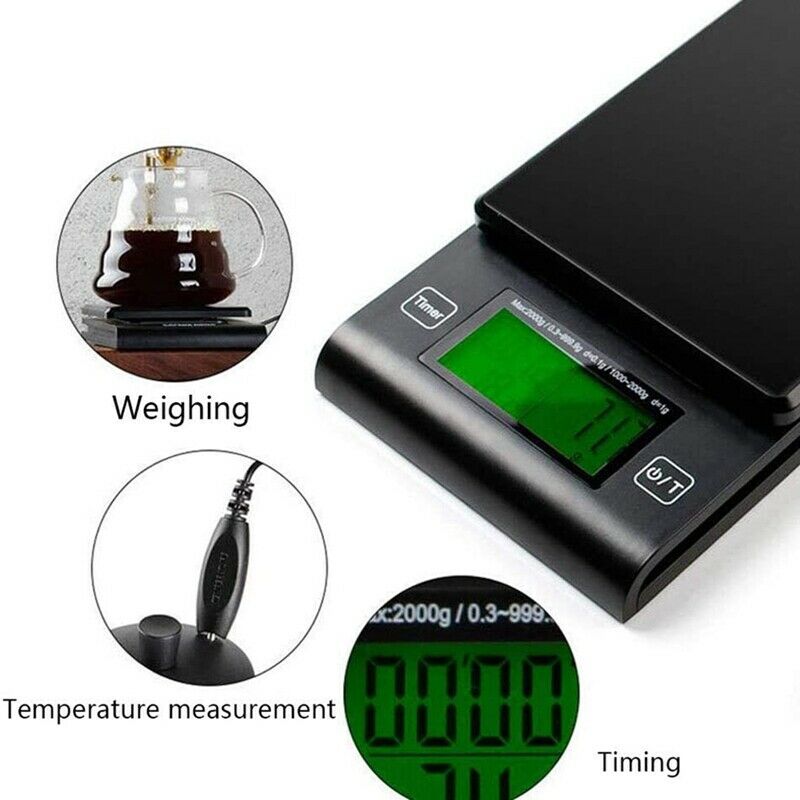 Coffee Scale,Food Scales Timer Temperature Probe Tare High Precision LCD DisplA5