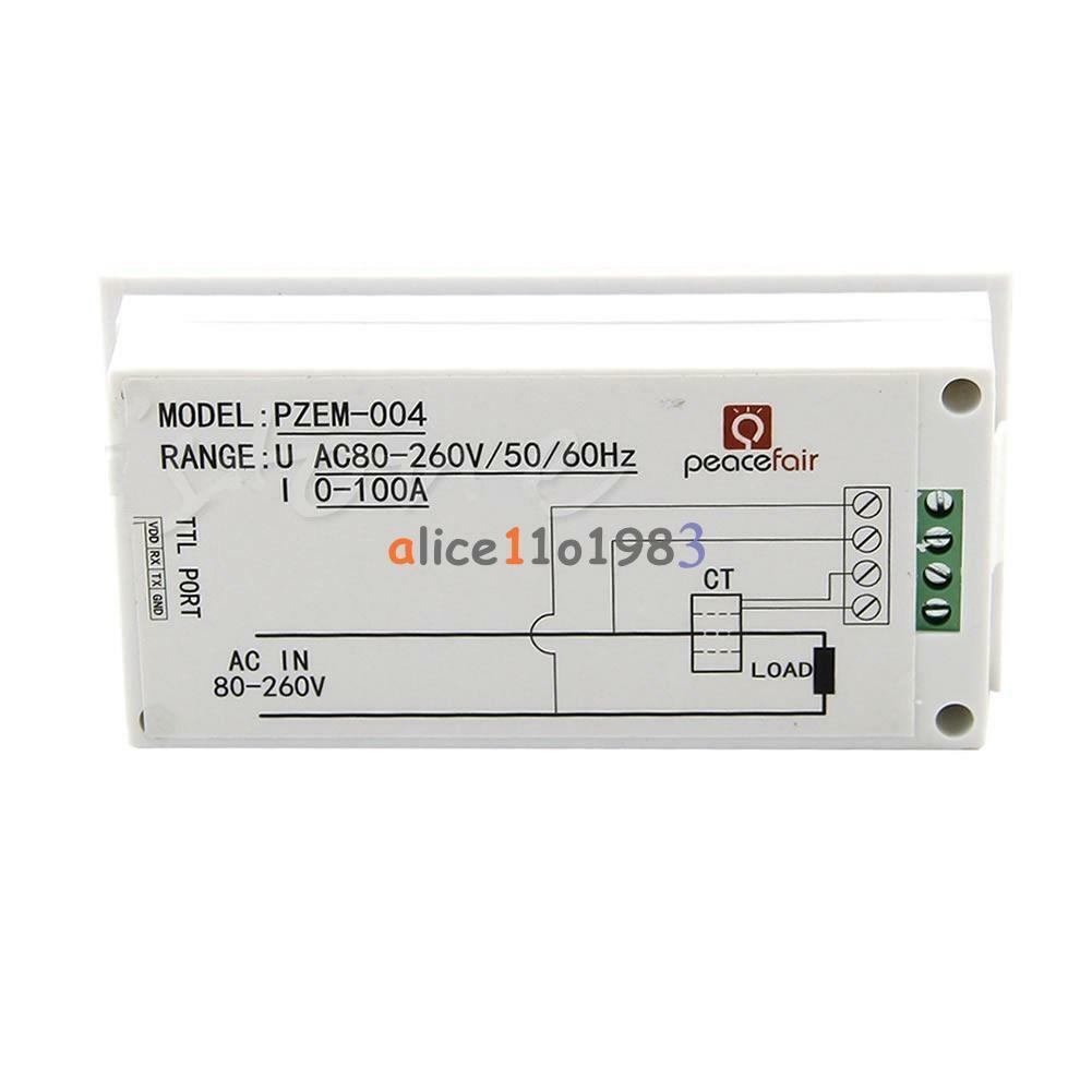 AC 110V 220V Digital 100A watt power meter volt amp Ammeter Voltmeter 80-260V