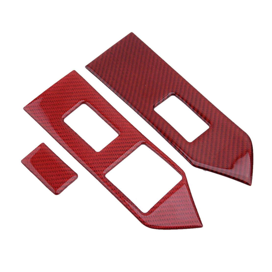 Red Carbon Fiber Window Lift Switch Button Panel Trim Fit For Ford Mustang 09-13