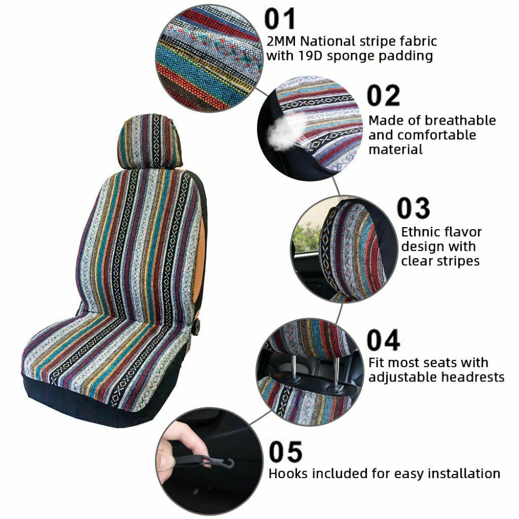 4pcs Car Seat Covers Detachable Headrest Full Set for Truck Protectors