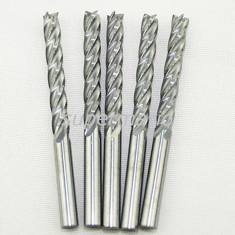 10x 1/8'' 3.175mm HQ Carbide CNC Four 4 Flute Spiral Bit End Mill Cutter CEL 42