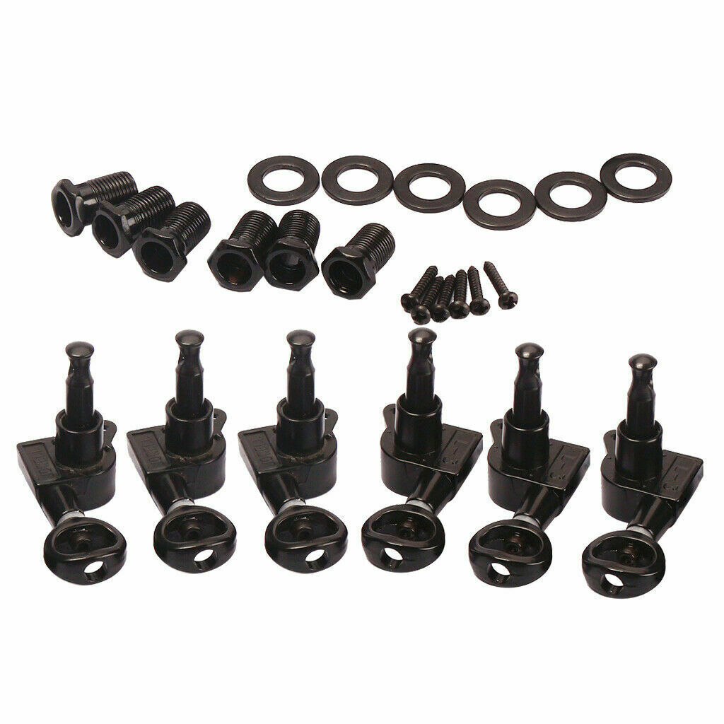 Black Electric Guitar Tuning Pegs Key Sealed Machine Heads 3R3L Chrome Parts