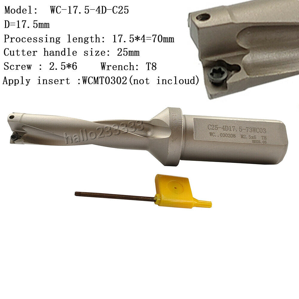 WPD-175-4D-C25 16.5mm U drill indexable drill For WCMX030208 WCMX carbide insert