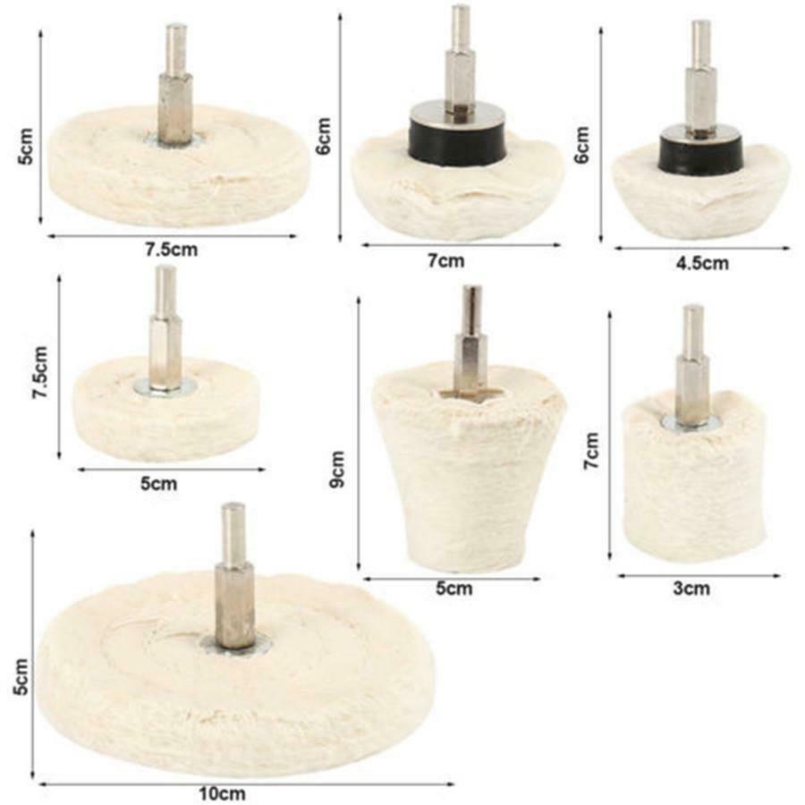 7PCS Buffing Pad Polishing Mop Wheel Pads For Drill Kit Buffer Polish Wheels