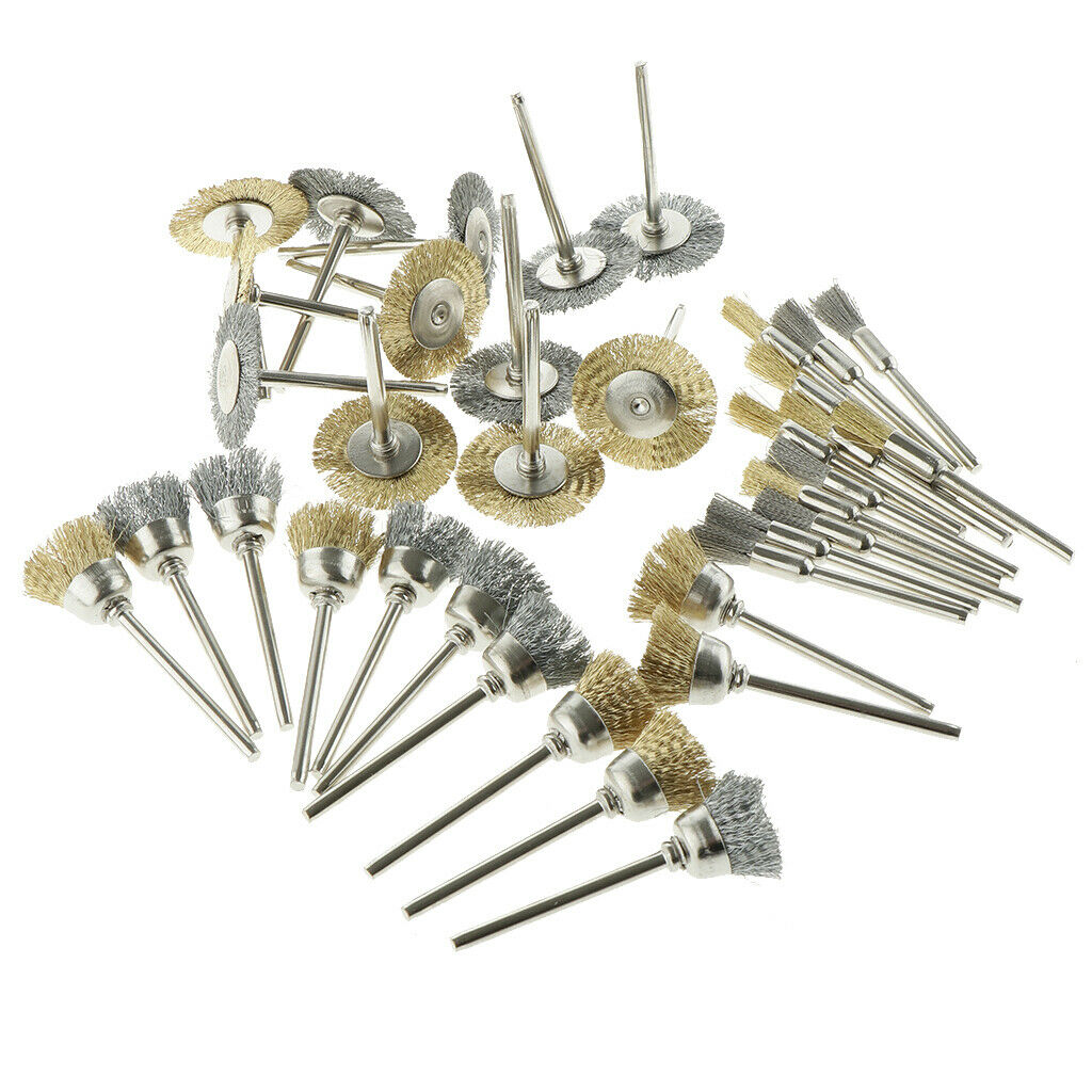 36Pcs Steel Wire Wheels Pen Brushes Set Kit Accessories for Rotary Tool