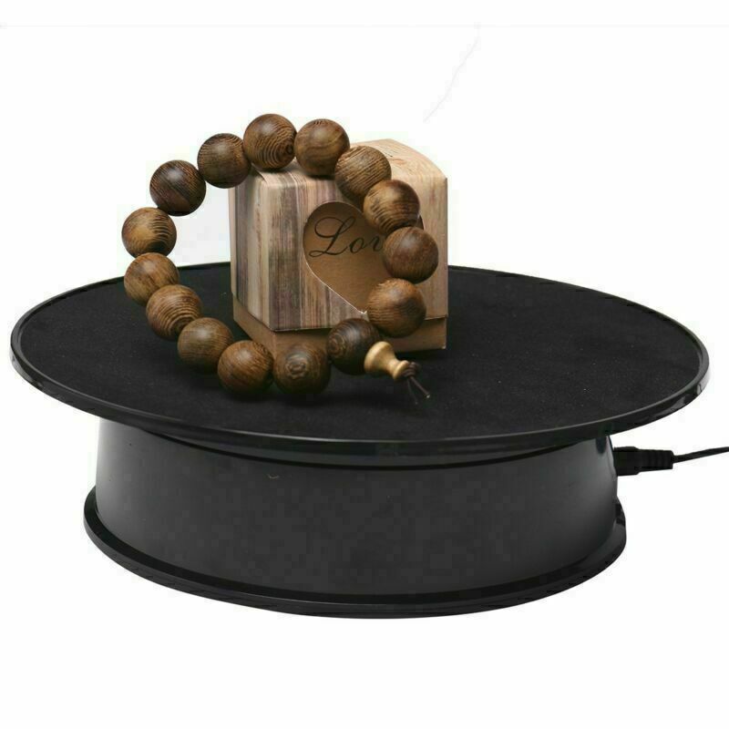 Anti-slip 8'' 360Â° Black Rotating Turntable Display Stand Power By AC & Battery