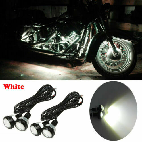4Pcs Small White LED Black DOME Motorcycle-Chopper-Bobber Turn Signal Lights