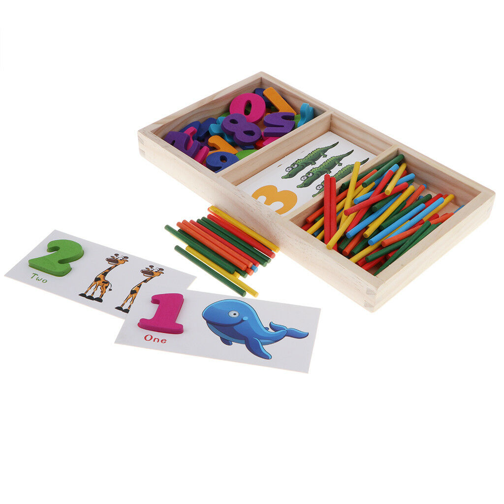 Montessori Math Learning Toys For Toddlers - Wooden Counting Sticks & Cards