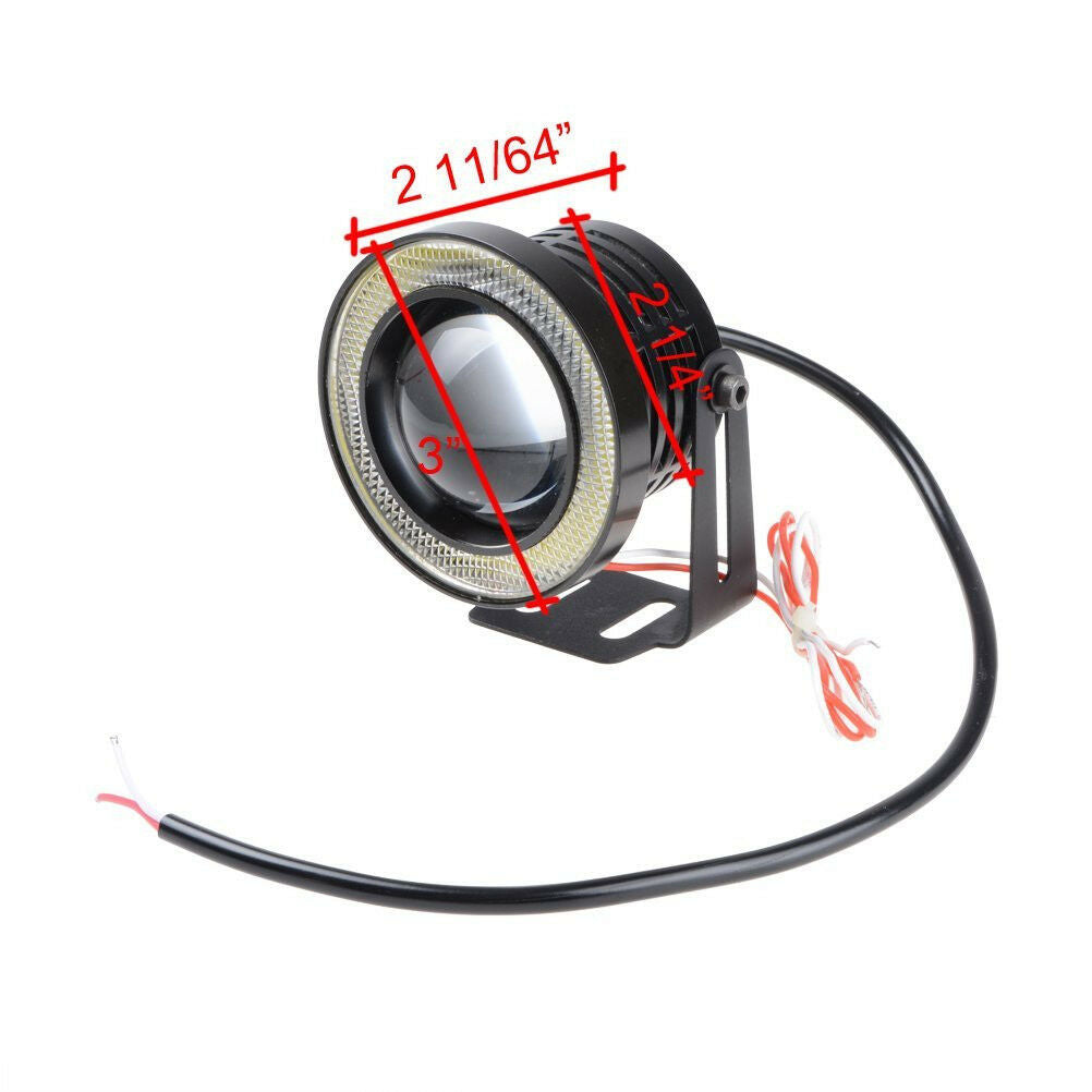 Auto 2.5" Angel Eye Green COB Halo Ring Projector Lens LED DRL Driving Fog Light