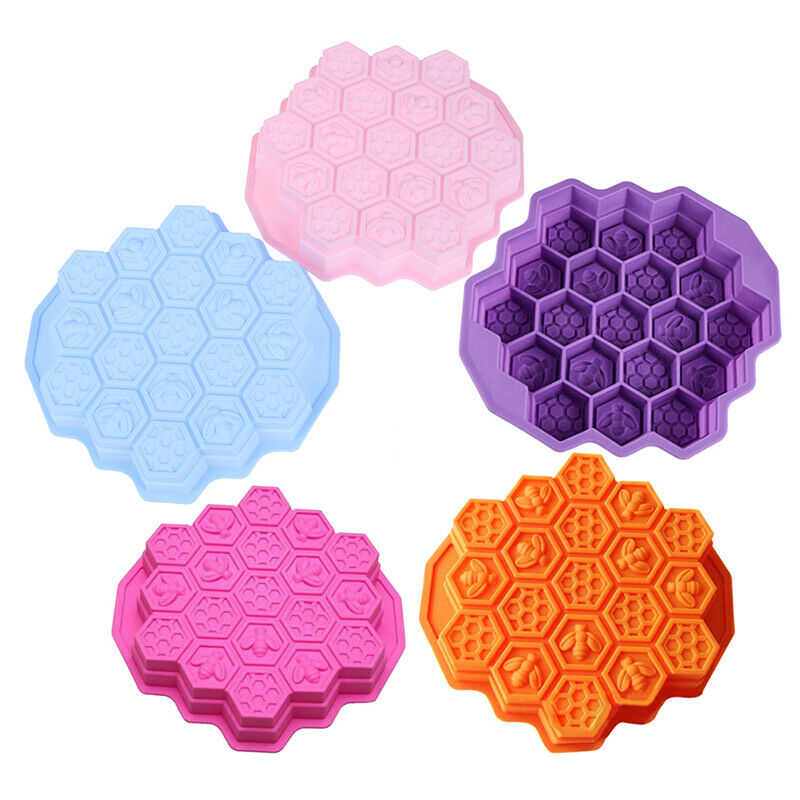 19 Cell Silicone Bee Honeycomb Cake decor Chocolate Soap Candle Bakeware M JBDA