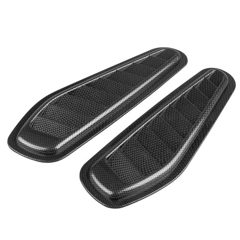 2X Universal Carbon Fiber Look Car Air Flow Intake Scoop Bonnet Vent Cover Hood
