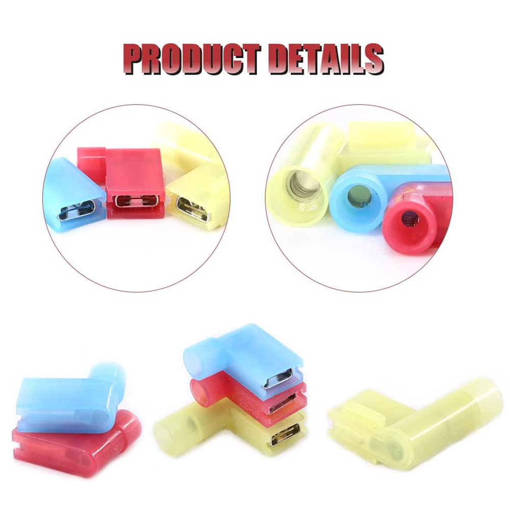 120PCS Nylon Female Flag Terminals RIght Angle Electrical Connector 22-10 Ga