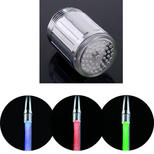 7 Colors Changing Temperature Sensor LED Light Glow Water Faucet Stream Tap New
