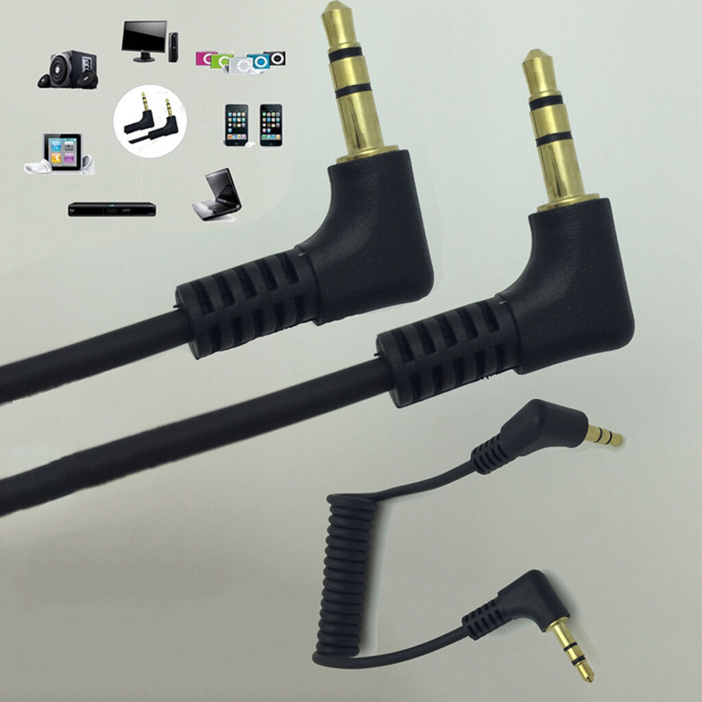 2X 3.5mm Male to Male Stereo Audio Extension Cable Aux Spiral Coiled Cord Black