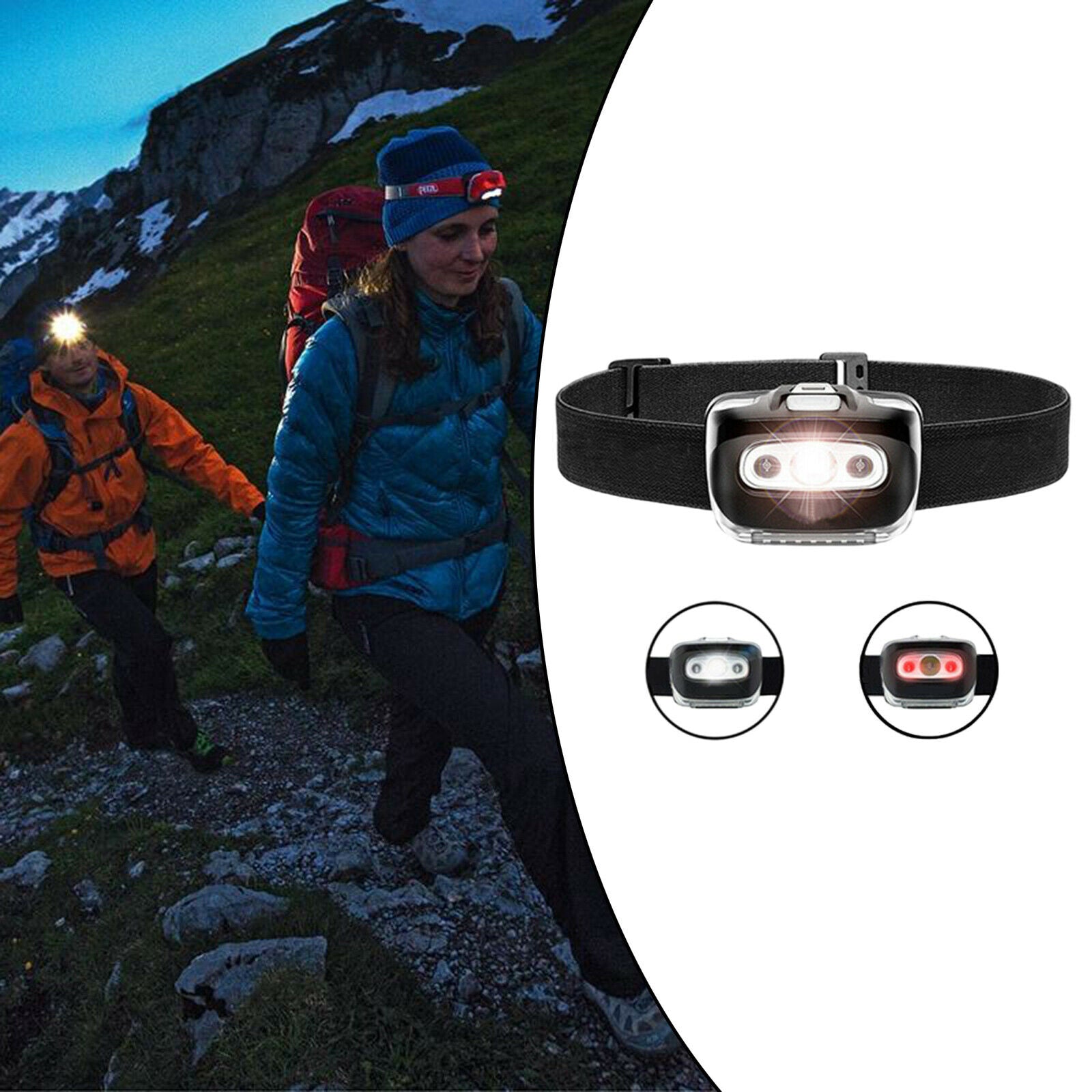 LED Headlamp Flashlight Headlight Battery Powered for Outdoor, Running