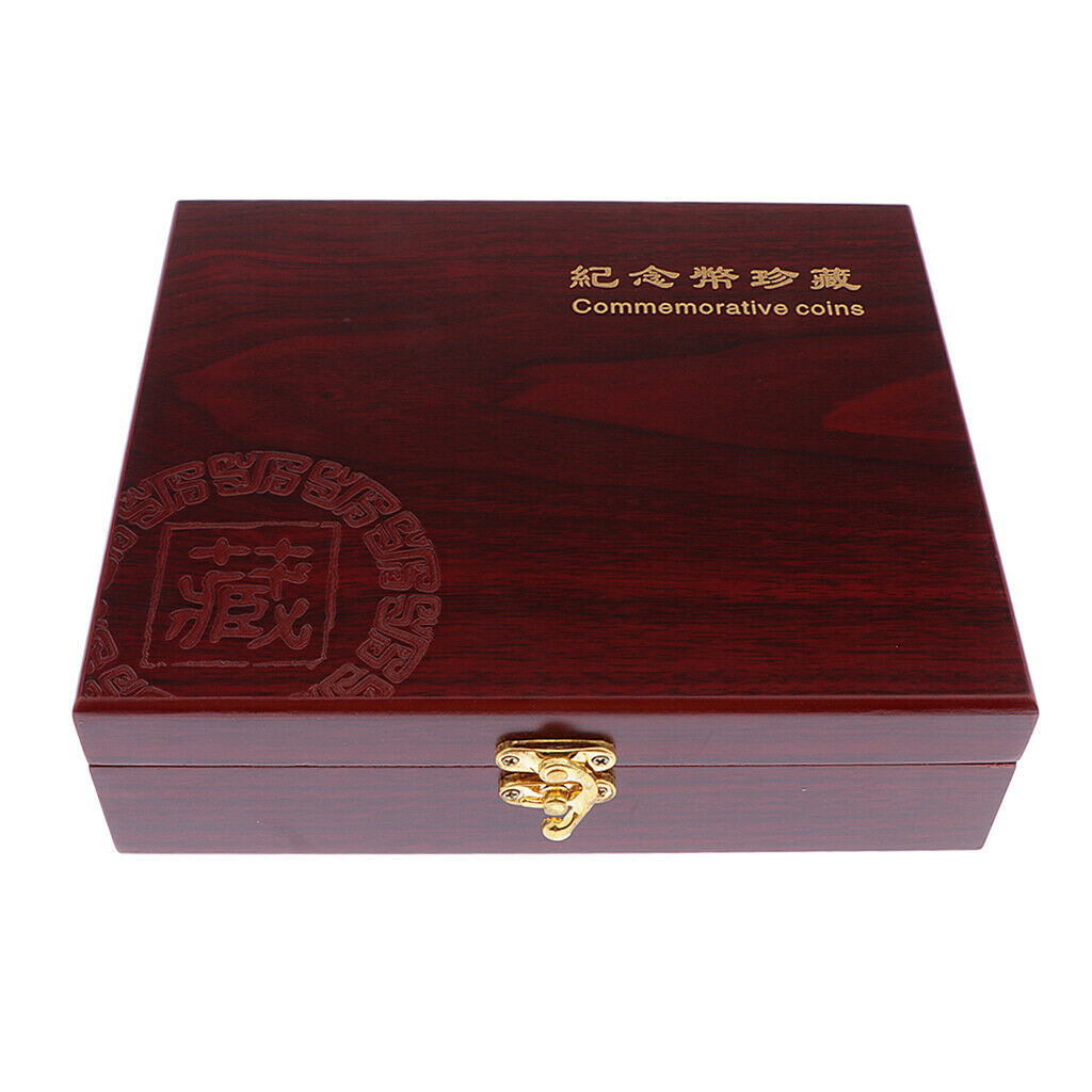 2pcs Wood Commemorative Coin Box Storage 30 Grids Case Container 46mm Sized