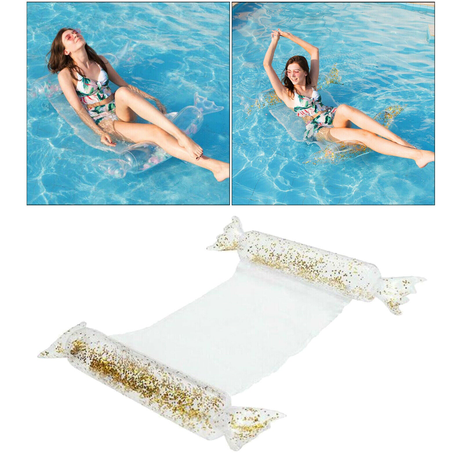 Water Inflatable Pool Hammock Float Beach Swimming Pool Water Float Sequins