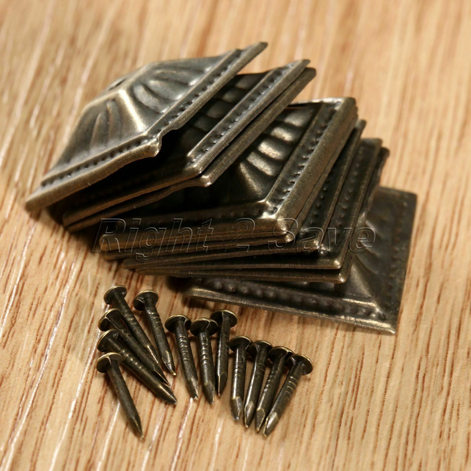 Retro Square Jewlery Box Upholstery Nail Closet Desk Drawer Tack Studs 10pcs