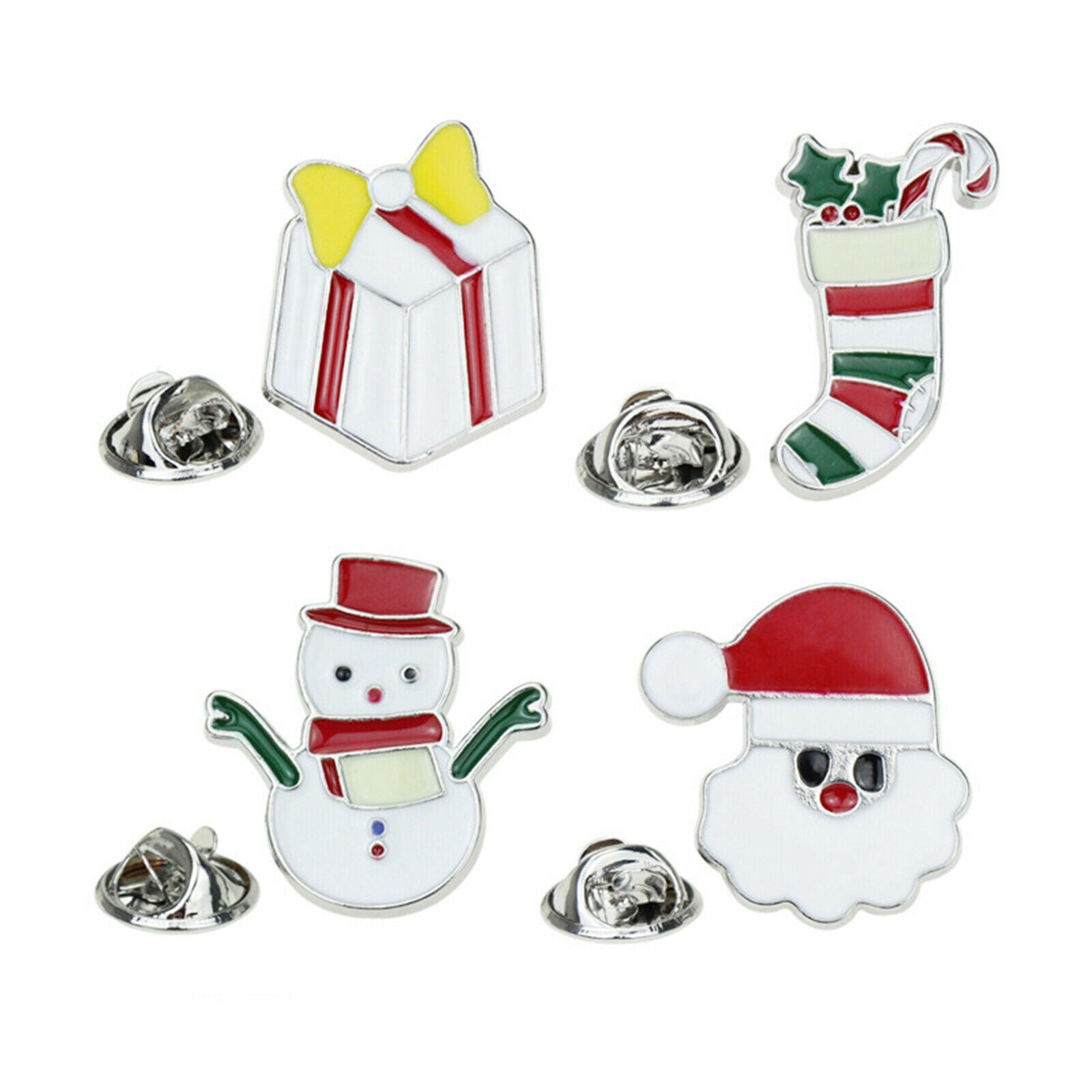 8pcs Cute Cartoon Christmas Brooch Pin Jewelry Gift Snowman Elk Kids Mom