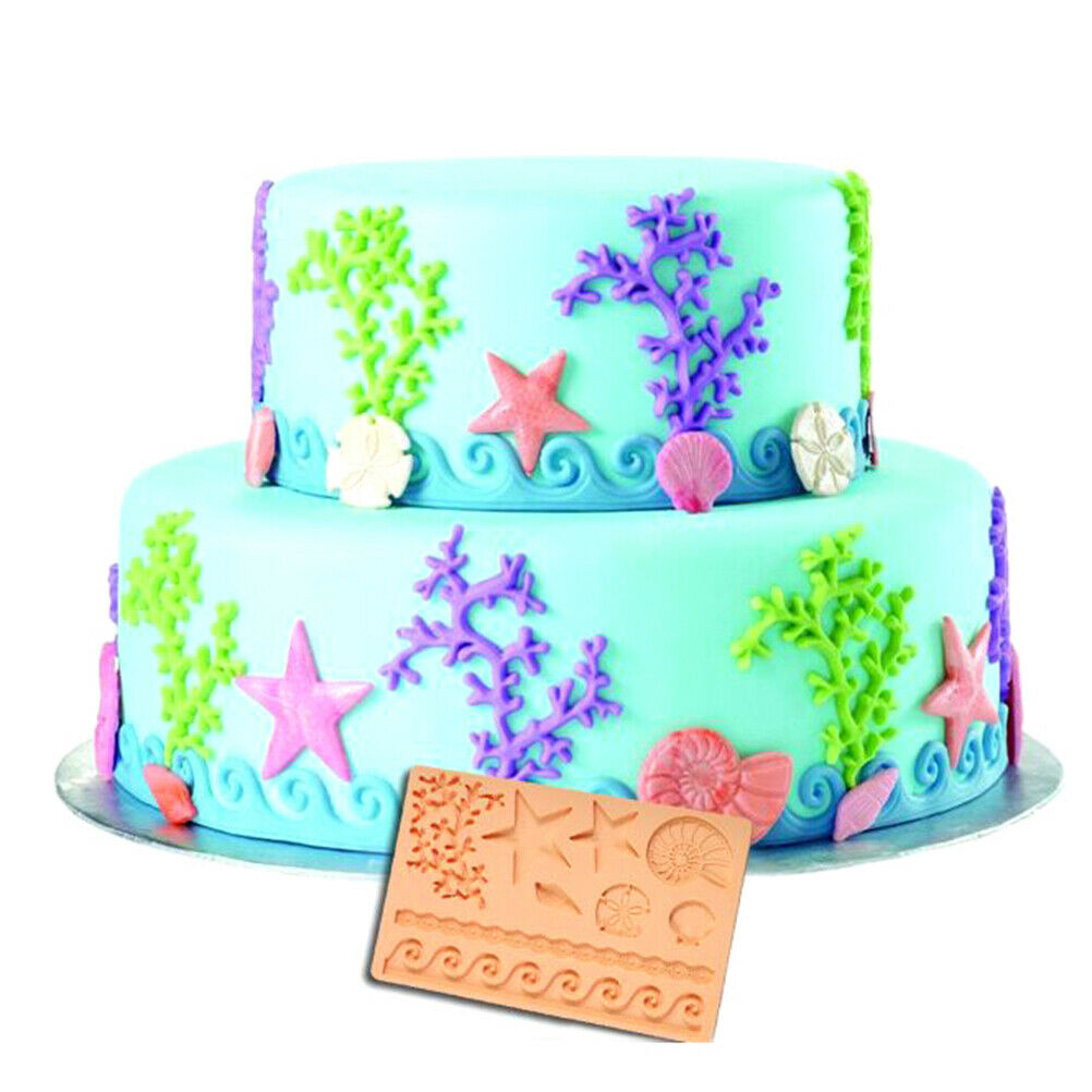 Sealife Shape Fondant Mold Silicone Shell Conch Wave Cake Mold DIY Paste Dec TL