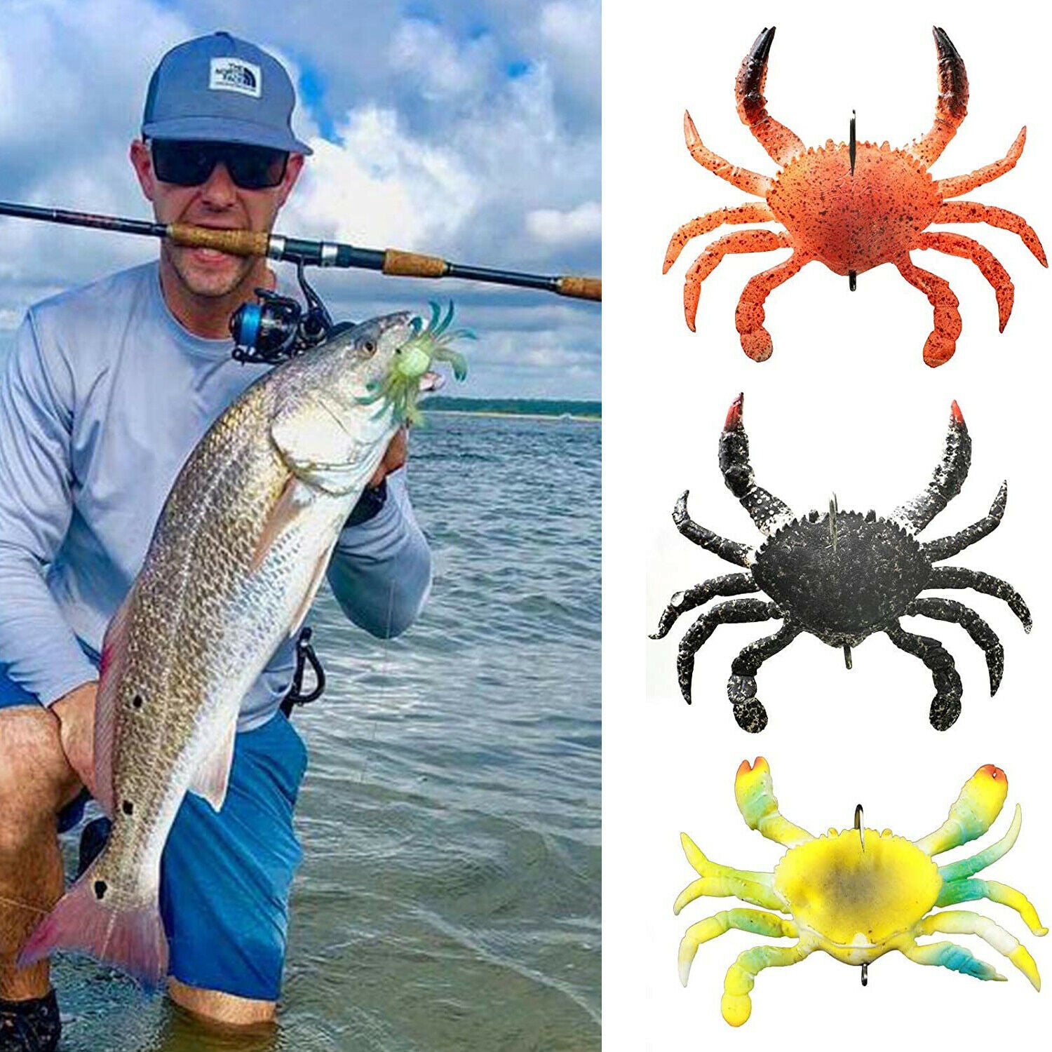 Topwater Duck Smash Crab Lure Soft Baits Treble Hooks Crab Fishing Lure