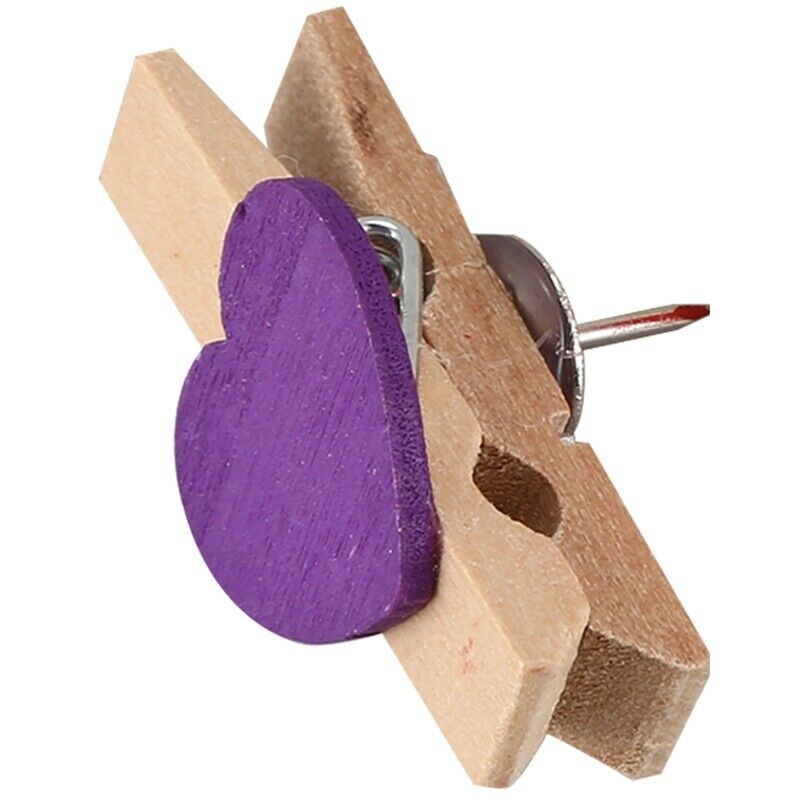 Push Pins With Wooden Clips Heart Pushpins Tacks Thumbtacks For Cork Boards ArI9