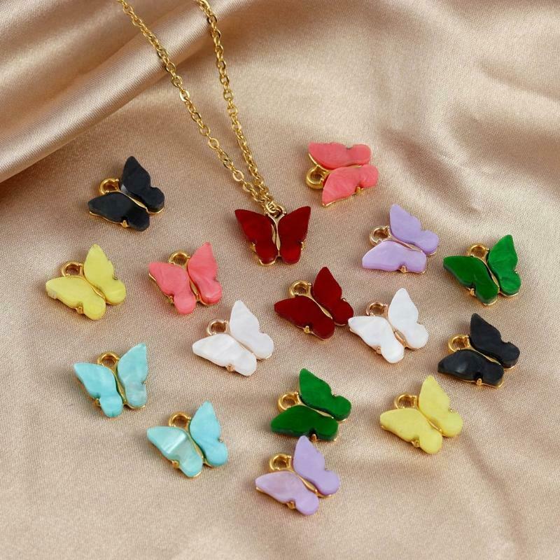 30Pieces Colorful Charms Acrylic Butterfly Bracelet Pendant for Jewelry Necklace