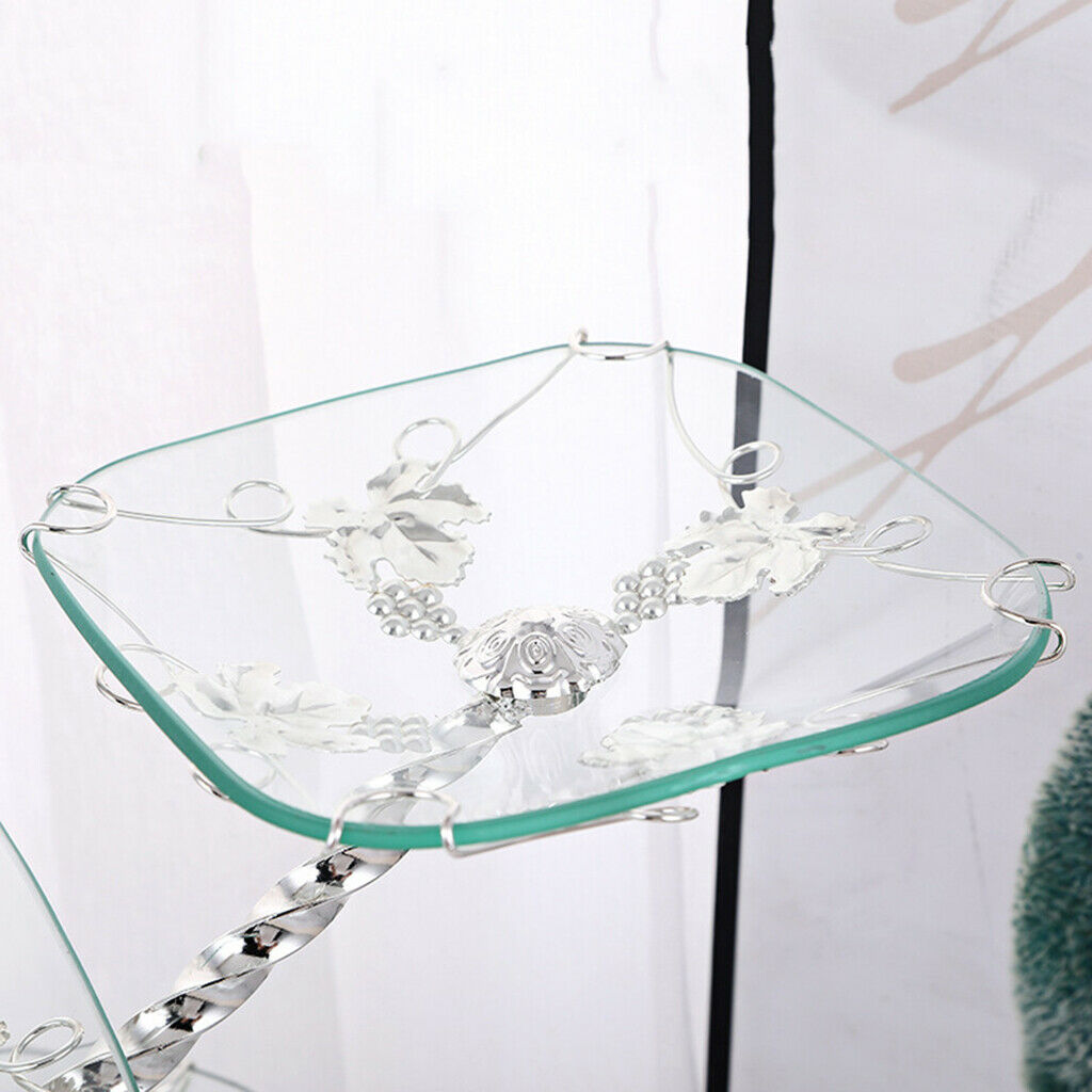 Square European Tempered Glass Fruit Tray Snack Serving Bowl Storage Plate