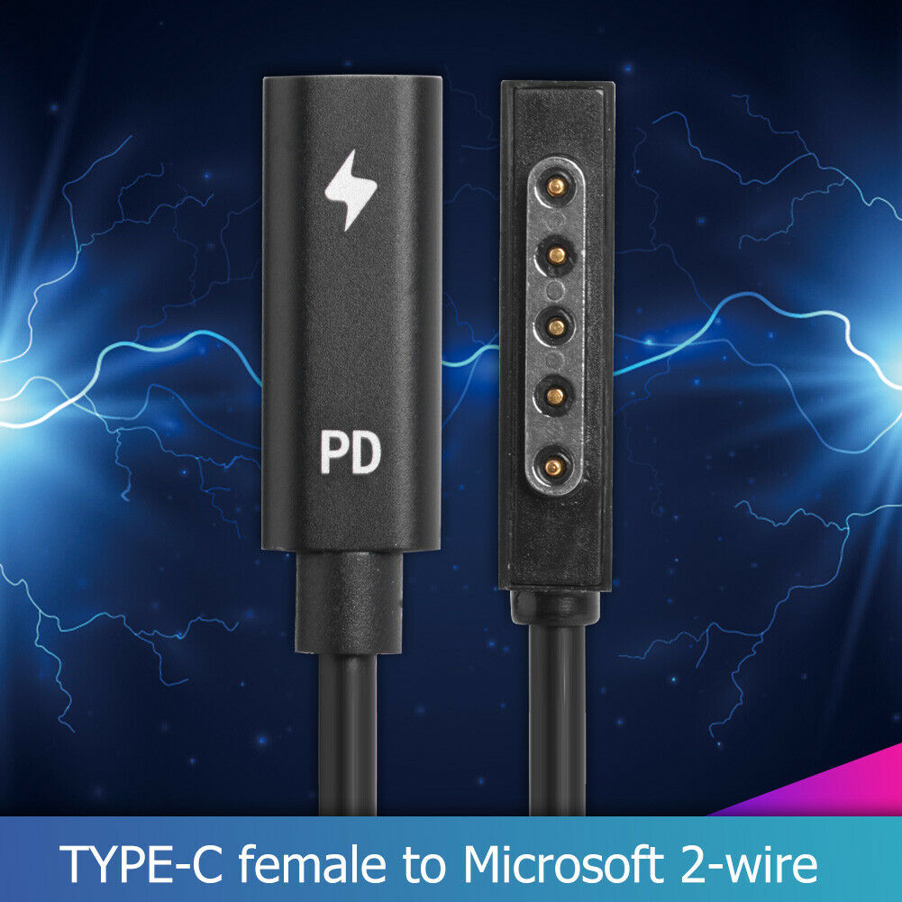 65W PD Fast Charging USB C Female Adapter Cable for Microsoft Surface Pro 2 @