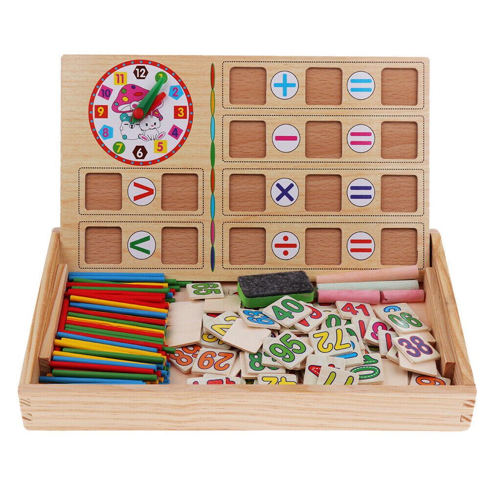 Teaching Tool Math Number Counting Sticks with Blackboard and Clock Rabbit