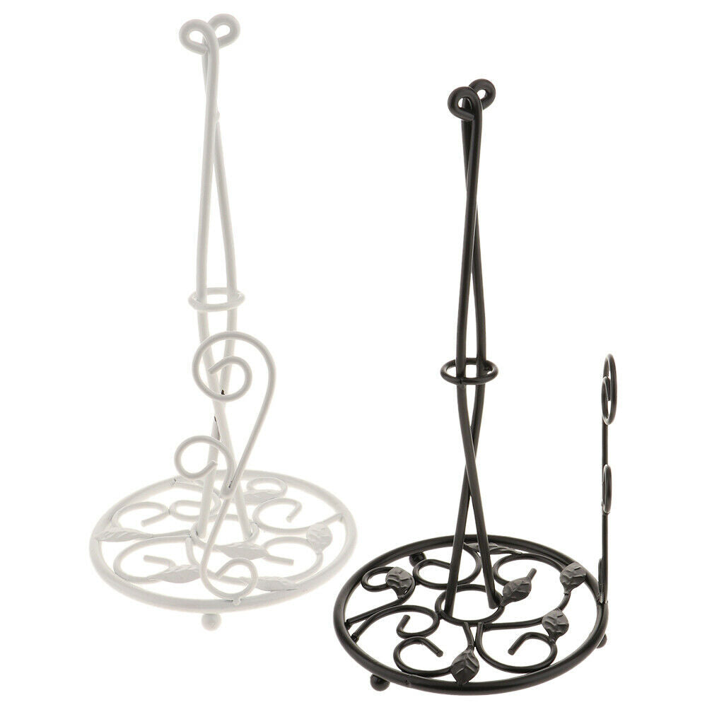 Metal Napkin Tissue Paper Towel Holder Roll Paper Towel Rack Freestanding White