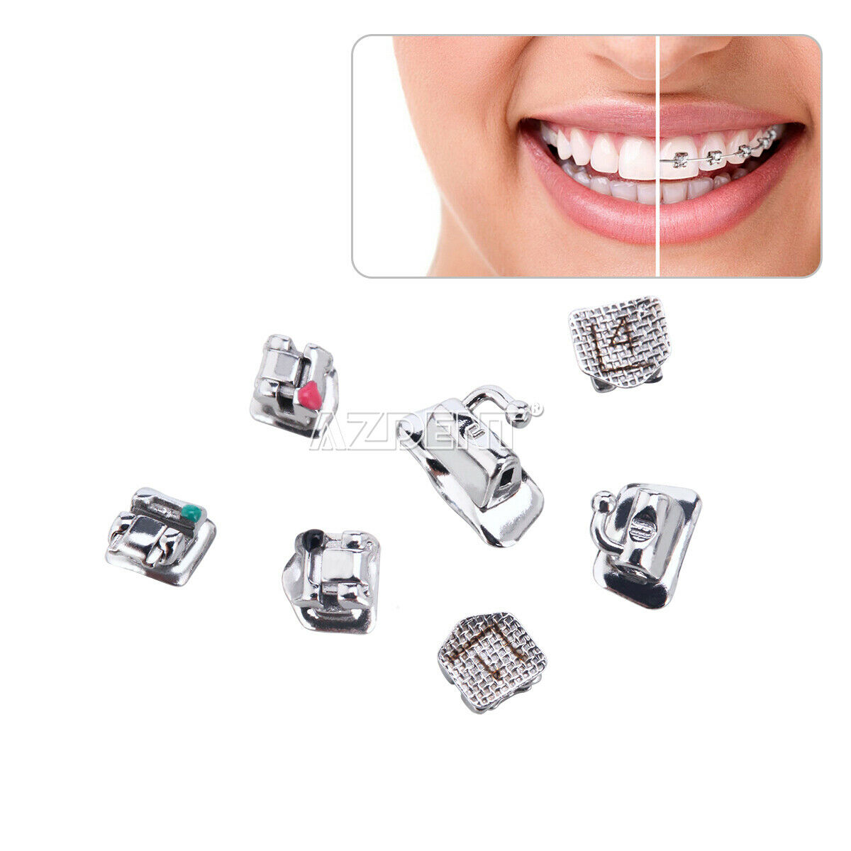 20X AZDENT Dental Orthodontic Self-Ligating Brackets MBT .022 Hooks 3 4 5 & Tool