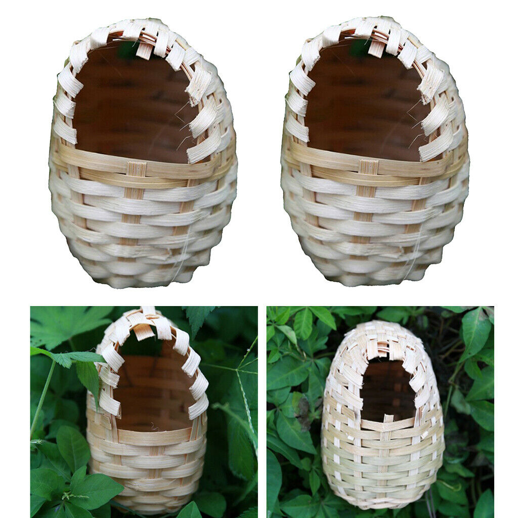 2 Pcs Natural Bird Nest Birdhouse Handwoven Garden Birdcage Finches Cage