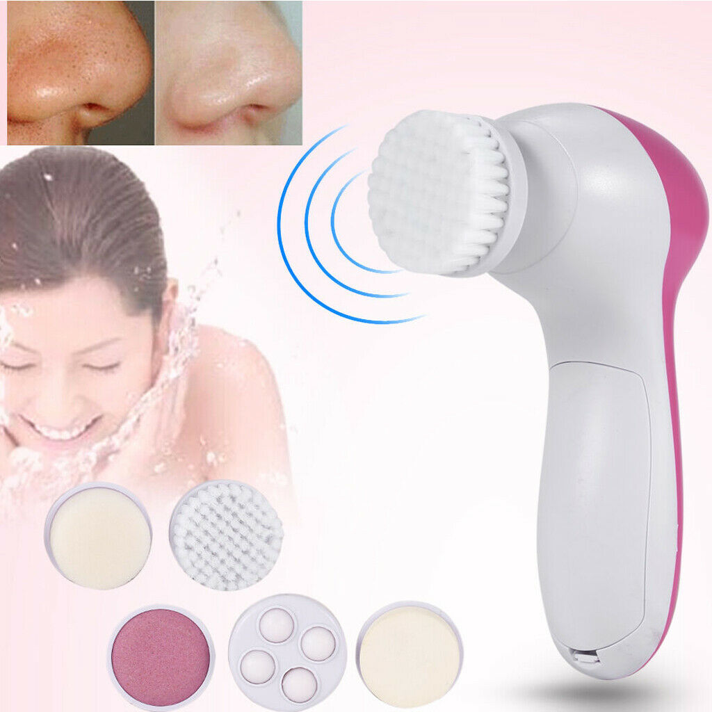 5-in-1  Electric Waterproof Facial & Body Cleansing Brush Kit with Handle and 4