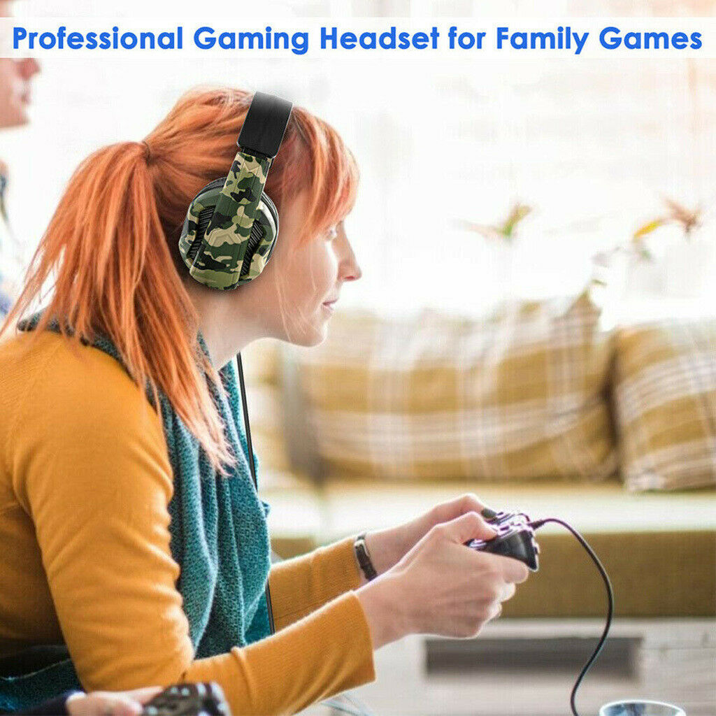 Camo Wired Gaming Headset with Mic for   4 PS4 NS   One 360