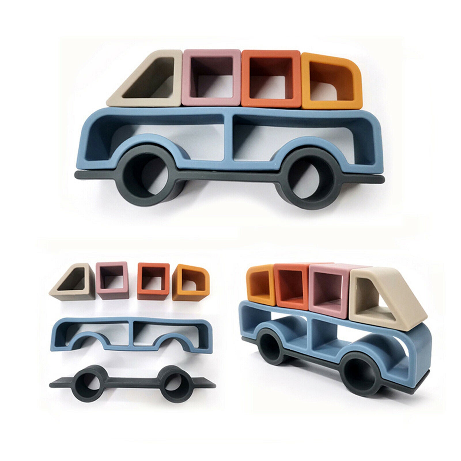 Montessori Soft Stacking Toys Car Building Blocks Gift for Kids 6+ Months