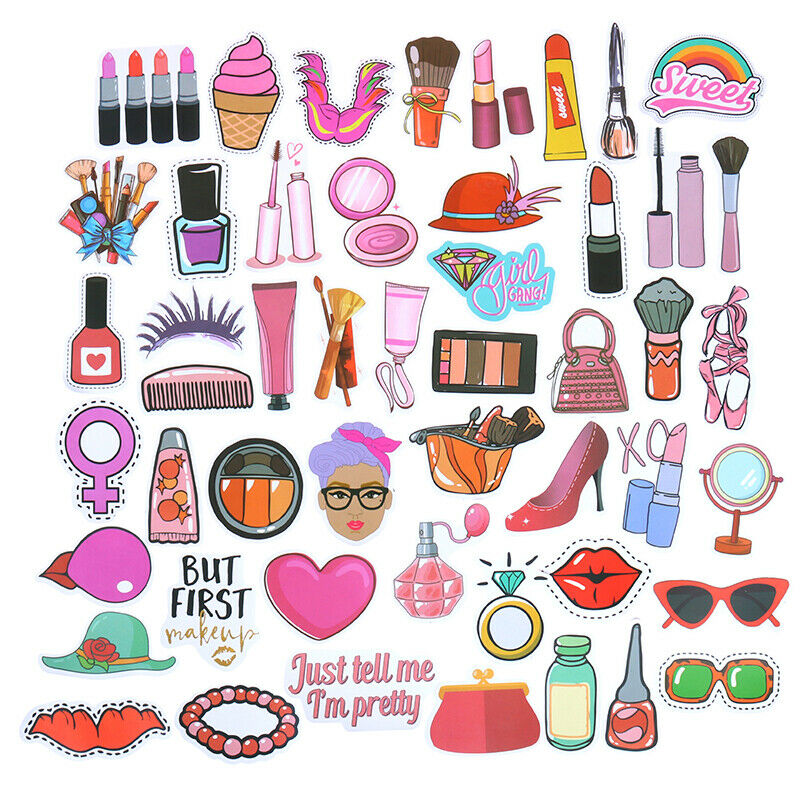 50Pcs Girls Beauty Cosmetics Skateboard Stickers Laptop Luggage Phone Dec XjSJC