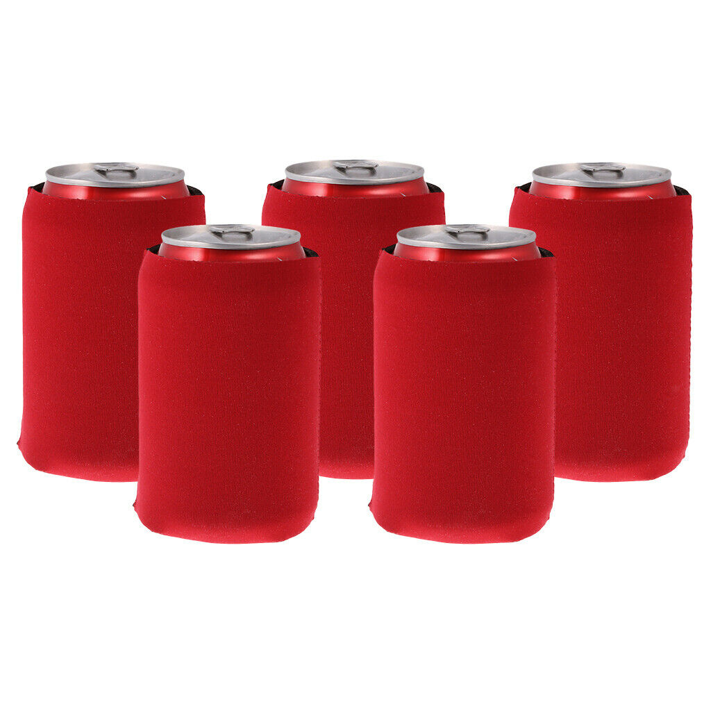 5x Neoprene Beer Cups Can Coolers Beer Bottle Coolers Bottle Covers Rose Red