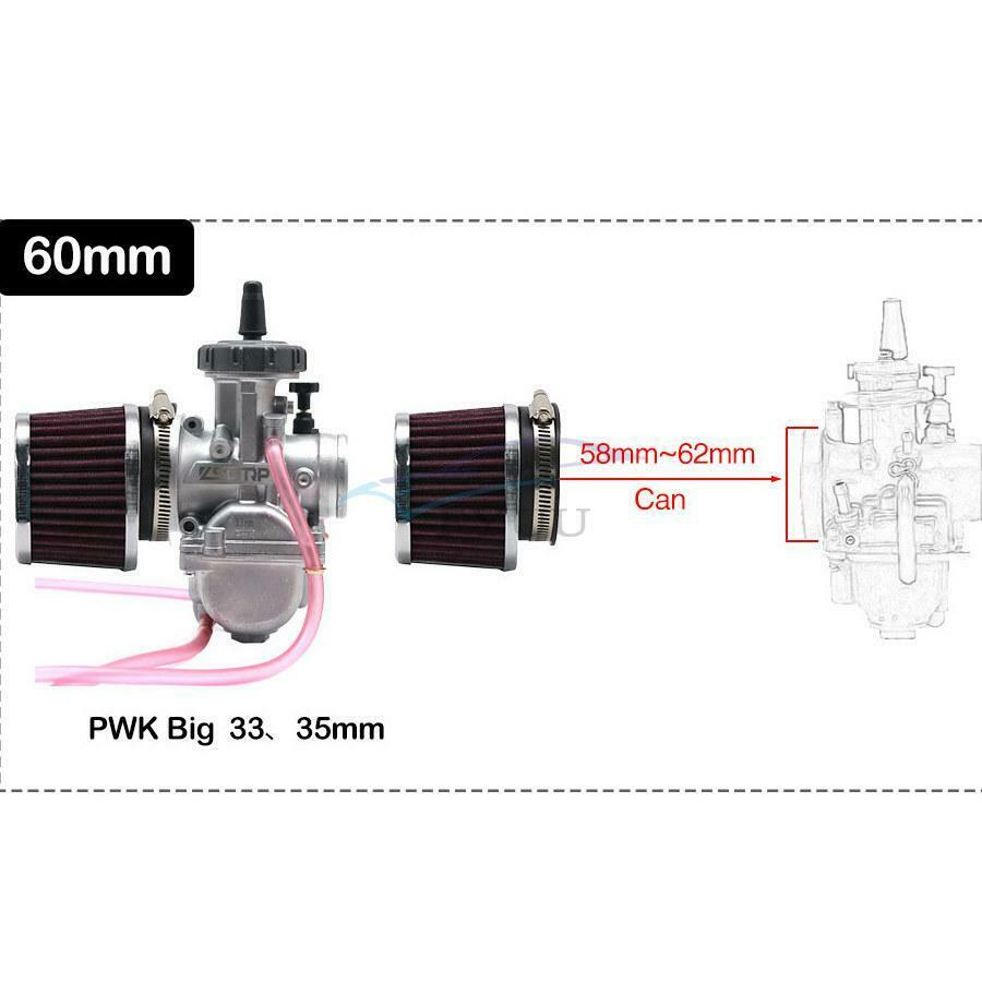 Universal For off-road Motorcycle Scooters 60mm High Flow Air Filter Red x2