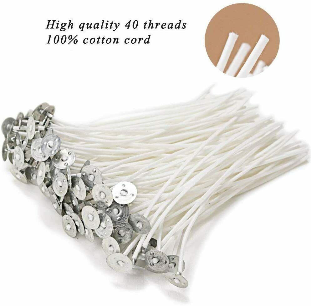 100 Pcs 6Inch Candle Wicks Pre Waxed Wick Cotton Core 15cm for Candle DIY Making