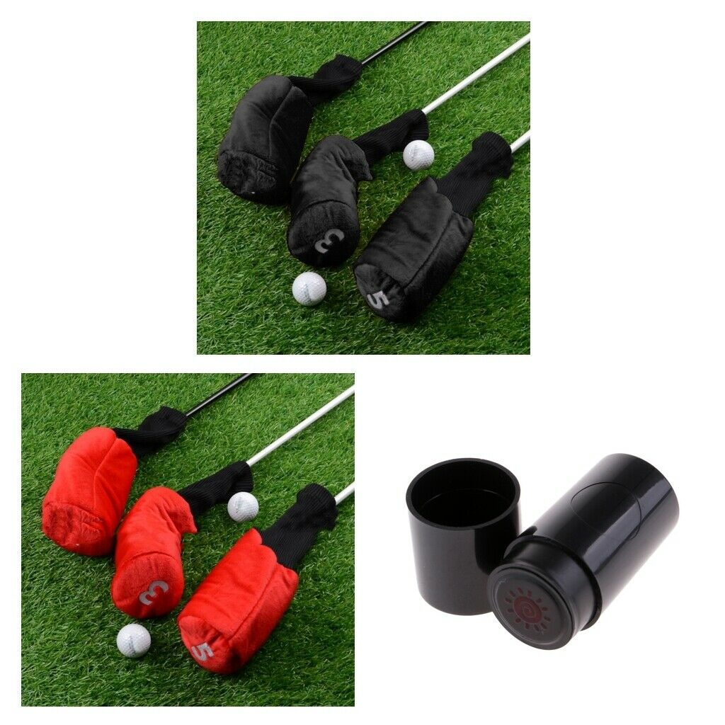 6Pcs Long Neck Golf Club Head Cover Hybrid Headcover with Ball Stamper Stamp