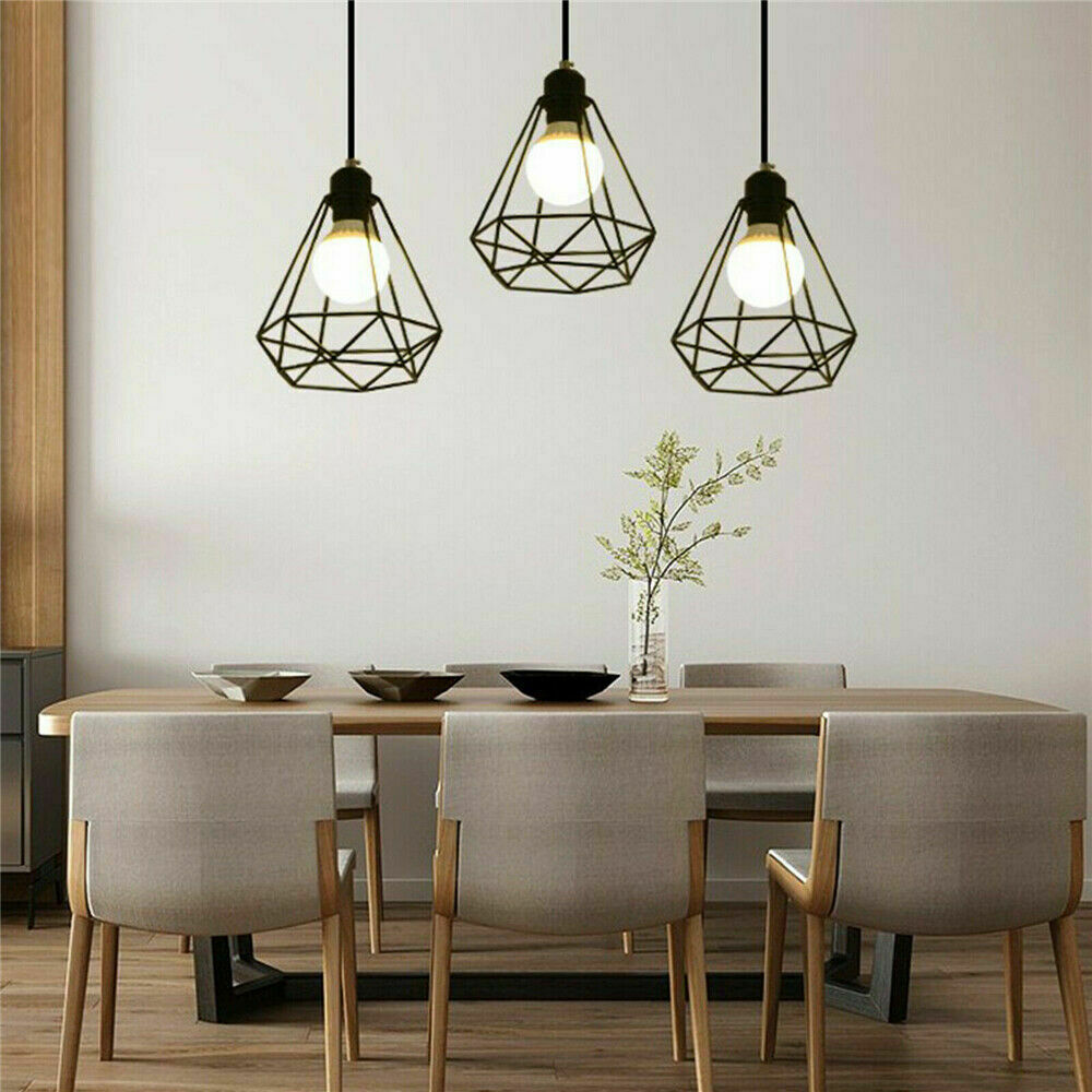 Large Metal Pendant Shades Geometric Industrial Design Lights Easy Fit Lighting